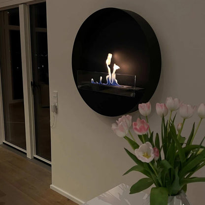 Delaware XL - Wall Mounted Bioethanol Fireplace - Black Round