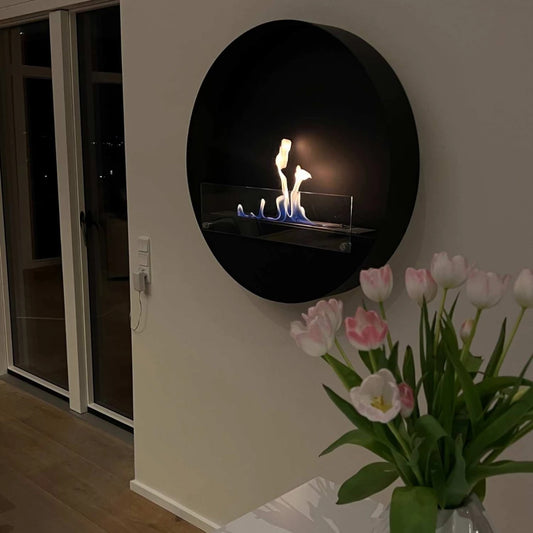 Delaware XL - Wall Mounted Bioethanol Fireplace - Black Round