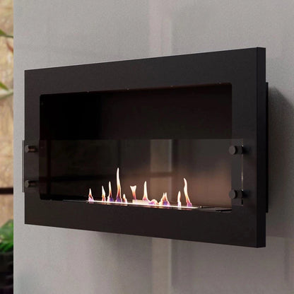 Texas - Wall Mounted Bioethanol Fireplace - Black
