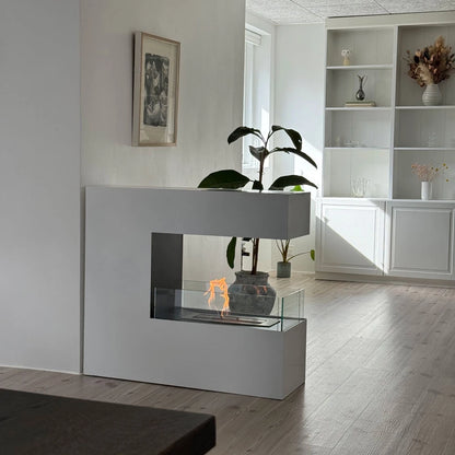 Topeka Bioethanol Fireplace - White 3-Sided