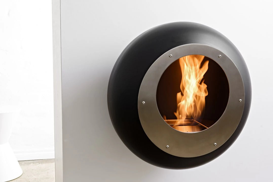 Cocoon Vellum - Wall Mounted Bioethanol Fireplace - Black